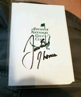 Justin Thomas Signed Autographed Augusta National Masters Scorecard Full Sig