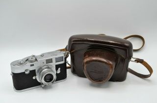 Leica M2 Rangefinder Camera Summaron F=3,  5 Cm 1:3.  5 Lens Leather Case Germany