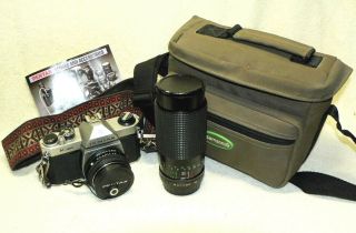 Pentax K - 1000 K1000 35mm Slr Film Camera W/ 2 Lenses & Bag.  Works/great 4 Student