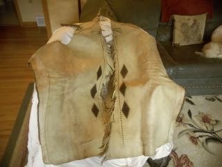Vintage Unbranded Brown Leather Western Cowboy Chaps 32 Inches Long