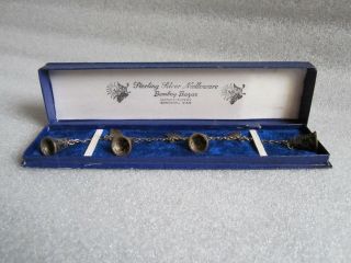 Vintage Siam Sterling Silver Nielloware Bell & Fan Charm Bracelet