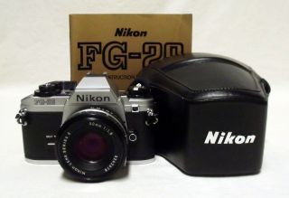 Nikon Fg - 20 35mm Slr Film Camera W/1.  8 50mm Lens Meter W/case
