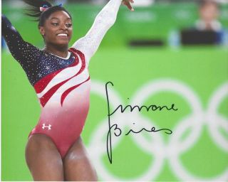 Simone Biles Signed 8 X 10 Photo Usa Gymnastics Olympics Medalist