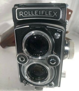 Rolleiflex 3.  5b M - X - E - V Carl Zeiss Lens Leather Case Lens Cover Parts Only 002