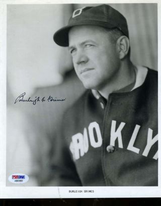 Burleigh Grimes Psa/dna Signed Certified 8x10 Photo Authentic Autograph