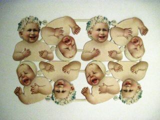 Adorable Vintage Die Cuts Of Babies Crying & Smiling