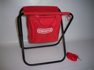 Vintage Conoco Folding Chair Seat Stool Insulated Cooler Camping Fishing Hiking