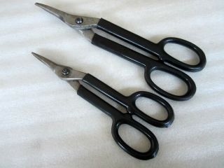 Vintage Craftsman 10 " & 12 " Tin Snips 45461 45462 Soft Grip Handles Made In Usa