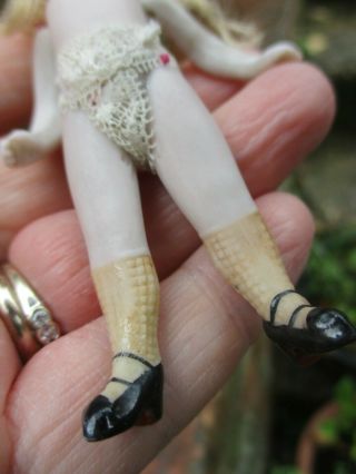 Antique Miniature All Bisque Doll 3.  5 ins / 9cm 3