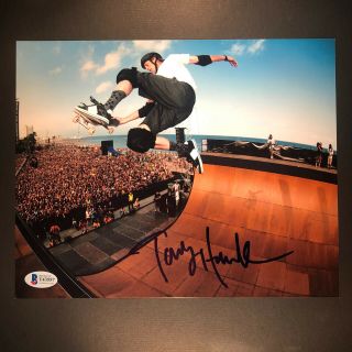 Tony Hawk Signed Autographed 8x10 Photo Beckett Bas Skateboarding Legend