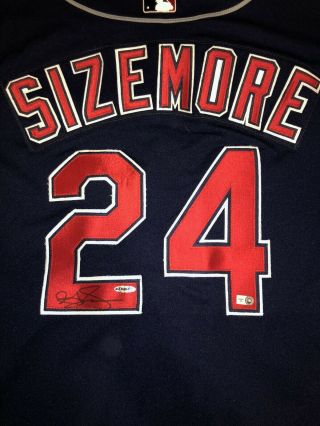 Grady Sizemore Signed Cleveland Indians Majestic Jersey (uda & Mlb Hologram)