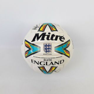 Mitre England Elite Fa N5 Football Signed Vintage Autographed Size 5 Ball No