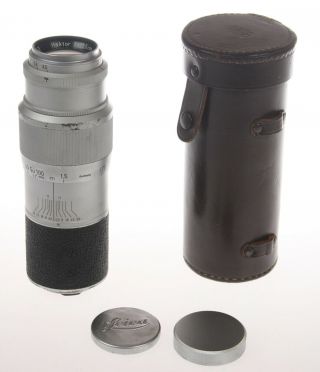Leica Leitz Hektor 135mm 13.  5cm F4 135/4 Lens Ltm M39 W/caps,  Case 1950 Wetzlar
