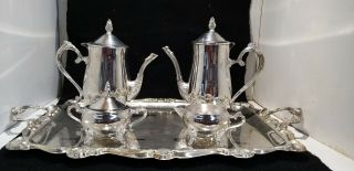 Vintage Studio Silversmiths Of China Plated Tea Set 5 Piece