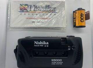Nishika N9000 3d 35mm 3 - D Film Camera W/ Film Roll,