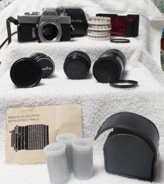 Minolta Srt 101 Slr 35mm Camera Body,  Lenses And Accessories