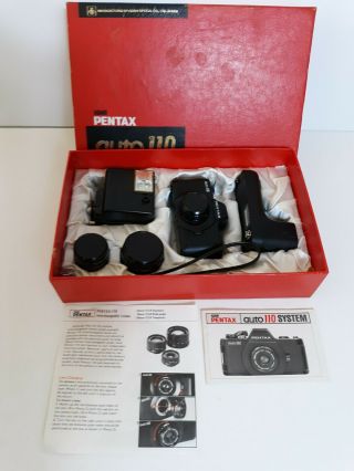 Asahi Pentax Auto 110 Camera System With 3 Lenses