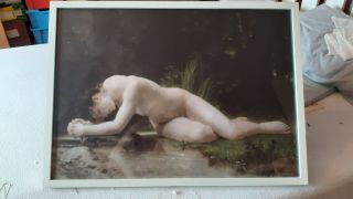 Large Vintage Framed Nude Lady - Print Picture
