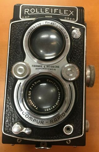 Vintage German Rolleiflex Drp Drgm Compur Rapid Camera