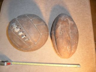 Old Leather Panel Stitched Football & Rugby Ball Retro Vintage Soccer Lace Up