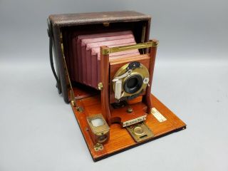 Seneca Uno No.  1 Red Bellows 4x5 Plate Folding Camera - Wollensak Lens