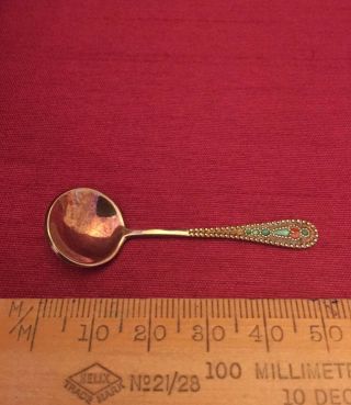 Vintage Russian Ussr Sterling Silver Enamel Condiment Spoon Fully Hallmarked.
