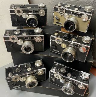 6 Classic Argus C3 “brick” Range Finder Cameras - Several Variations Group