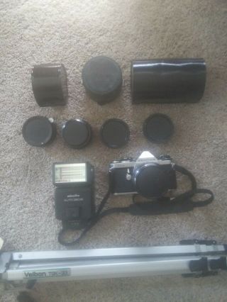Pentax Asahi Me 35mm Camera,  Flash,  Lens,  Tripod,  Manuals,  Carrying Case Great