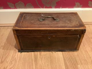 Vintage Antique Wooden Storage Box With Brass Handle