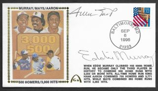 Willie Mays & Eddie Murray Signed 500 Hr 3000 Hits Gateway Stamp Envelope