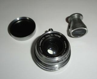 Canon 35mm F 2.  8 Ltm Lens W/ Viewfinder Leather Case