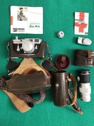 Leica M3 Camera With Lenses & Manuals & Leitz Light Meter & View Finder