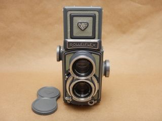 Rolleiflex Grey Baby 4x4cm Tlr Camera With Cap And Strap