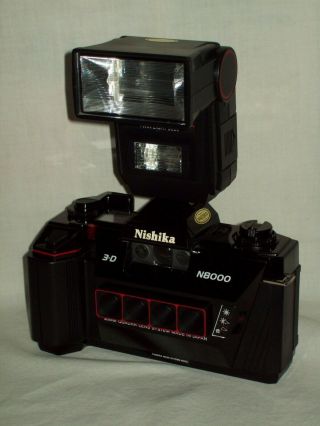 Nishika 35mm N8000 3d Camera With Twin Light 3000 Flash And Paperwork - New/old