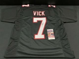Michael Vick Atlanta Falcons Signed Black Custom Stitched Jersey Jsa Witness