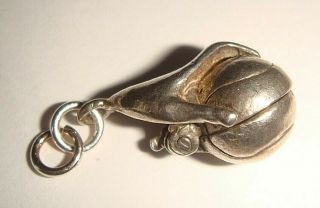 Lovely Rare Vintage Silver Chim Opening Tennis Racket & Ball In Hand Charm