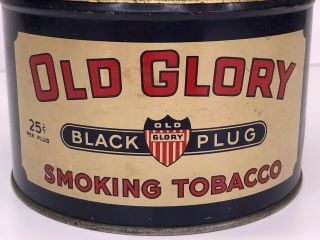Vintage Old Glory Tobacco Tin Black Plug Smoking Tobacco 25 cents Blue 2