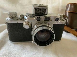 Vintage Leica DRP Ernst Leitz Wetzlar Germany Camera f = 5cm 1:2 Lens & Flash 2