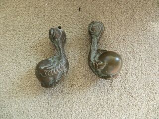 Four Vintage / Antique Heavy Solid Brass Ball And Claw Embellishments