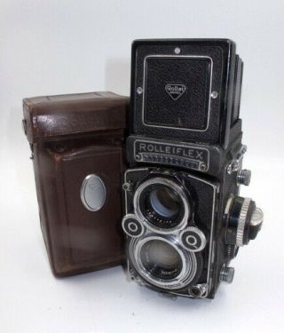 Great User Rollei Rolleiflex 3.  5f Tlr Camera W/zeiss Planar 75mm Lens & Cases