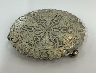 Vintage Silver Plate Pieced Etched Tea Pot Stand By Regis Sheffield Epns