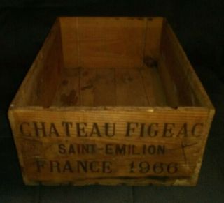 Vintage Chateau Figeac 1966 French Wooden Wine Crate/case 19 3/4 " X 12 3/4” X 7”