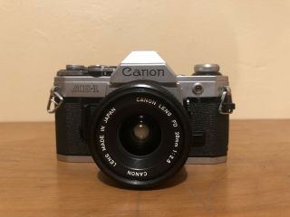 Canon Ae - 1 Slr 35mm Film Camera With Canon 28mm F 2.  8 Lens
