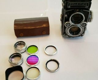 ROLLEI ROLLEIFLEX 3.  5F TLR CAMERA W/ZEISS PLANAR 75MM LENS WITH ACCESSORIES 2
