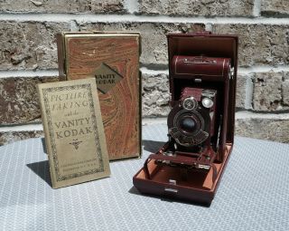 Vanity Kodak Vest Pocket Series Iii Folding Camera Red Art Deco Teague Near
