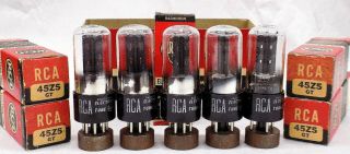 Scarce Sleeve Of N.  O.  S Vintage Rca 45z5 Vacuum Tubes W/matching Codes