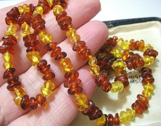 Vintage Jewellery Real Natural Baltic Honey & Cognac Amber Bead Long Necklace 3