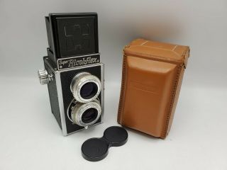 Ricoh Ricohflex 120 Film Tlr Camera 8cm/80mm F3.  5 Lenses W/ Leather Case