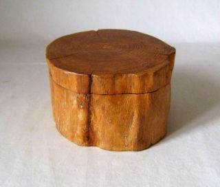 Vintage Live Edge Wooden Box With Sliding Lid Made From One Section Of Log