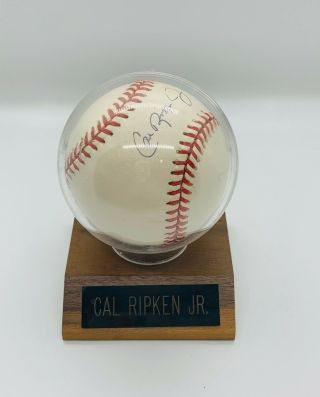 Cal Ripken Jr.  Autographed Baseball In Case With Name Plate